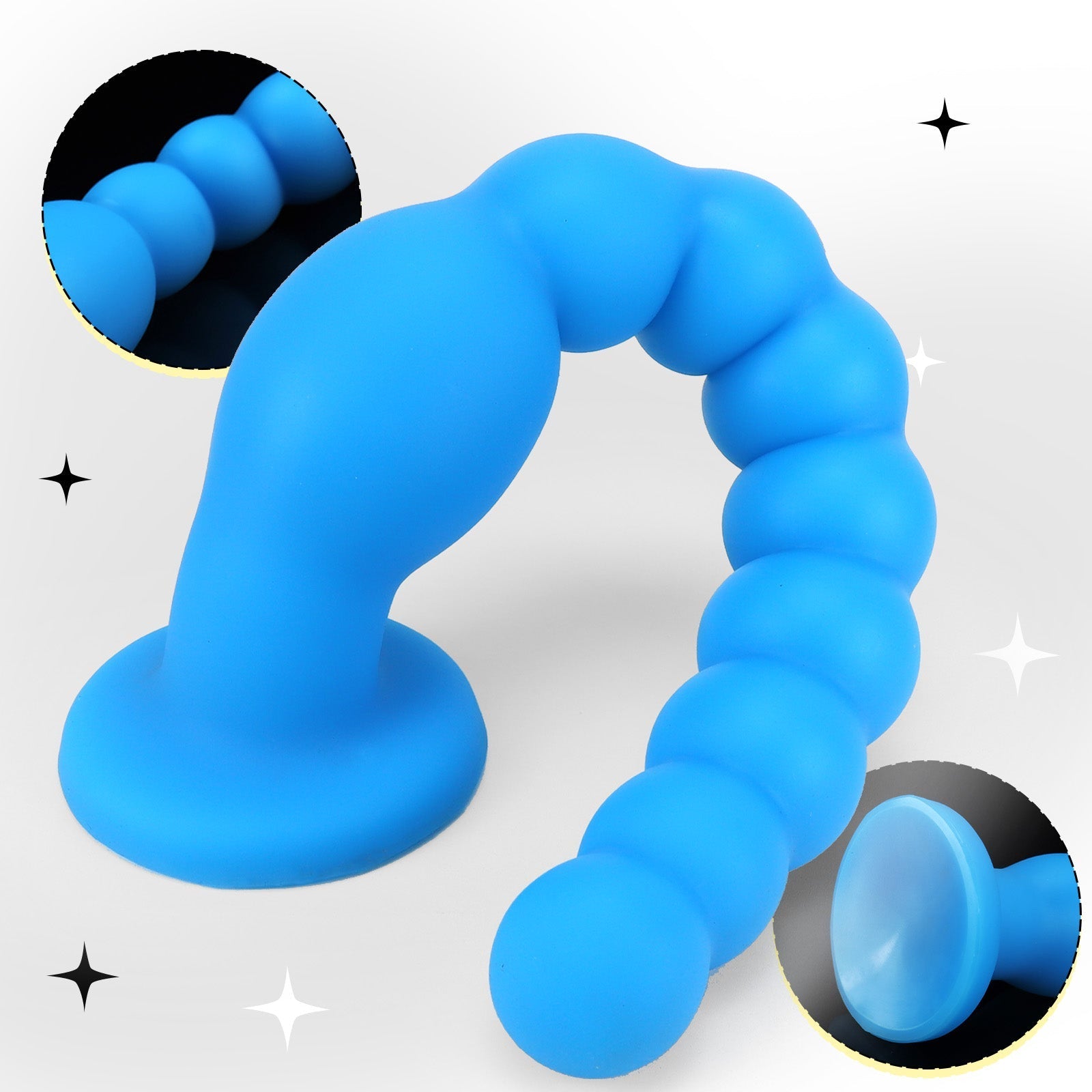Silicone Anal Beads Plug with Suction Cup Long Flexible Butt Plug Beaded Dildo Trainer - Tarisss Sex Toy Store