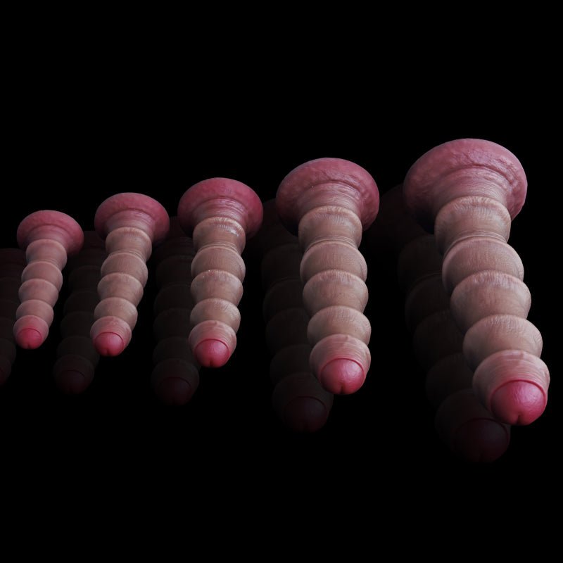 Silicone Anal Plugs with Spiral Ribbing - Tarisss Sex Toy Store