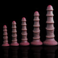 Silicone Anal Plugs with Spiral Ribbing - Tarisss Sex Toy Store