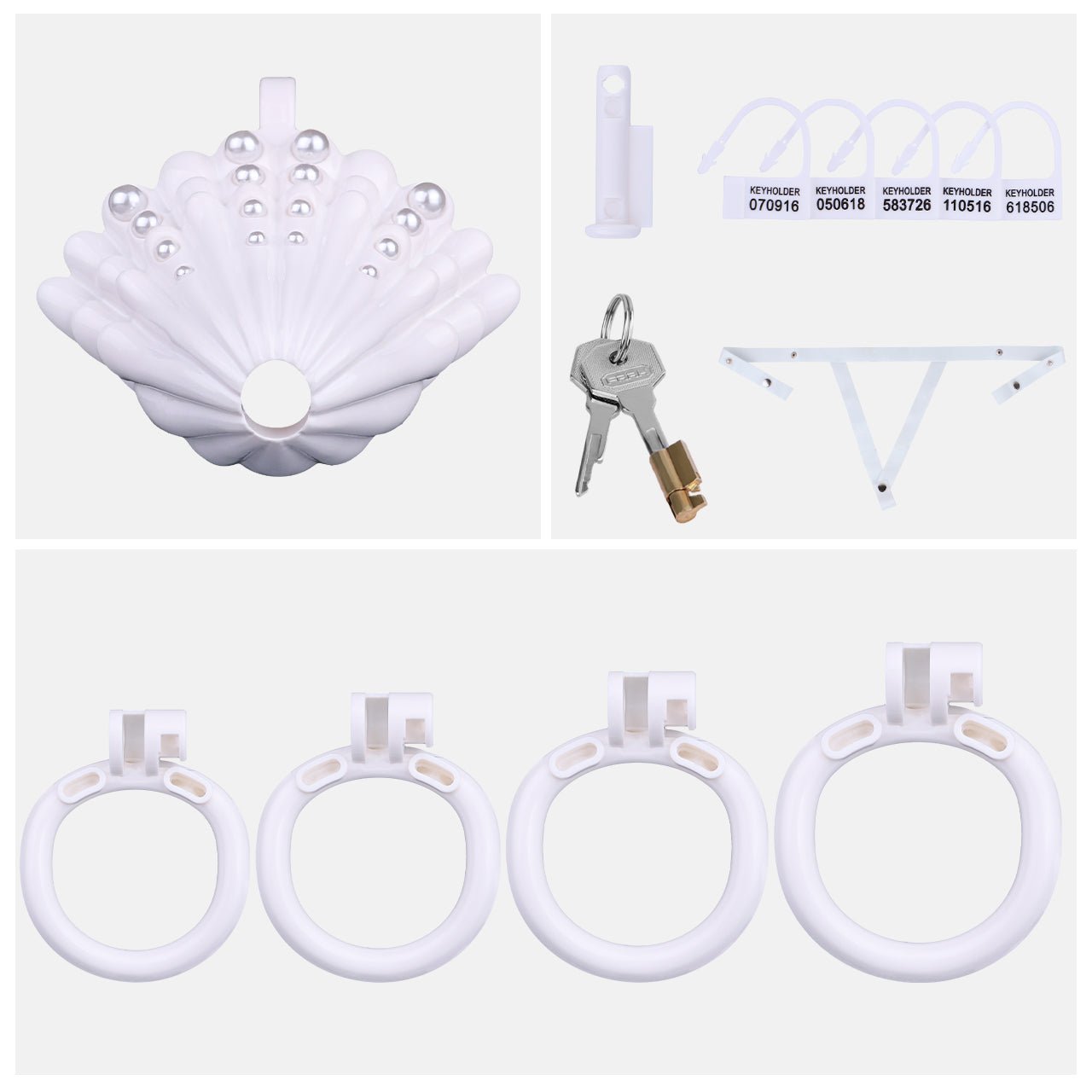 Silicone Male Chastity Cage Set with Lock, Rings & Accessories - Tarisss Sex Toy Store