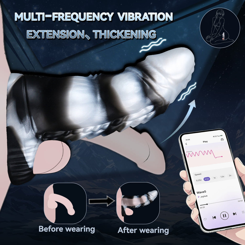 Dragon Scale Vibrating Cock Sleeve – Platinum Silicone Fantasy Penis Sleeve