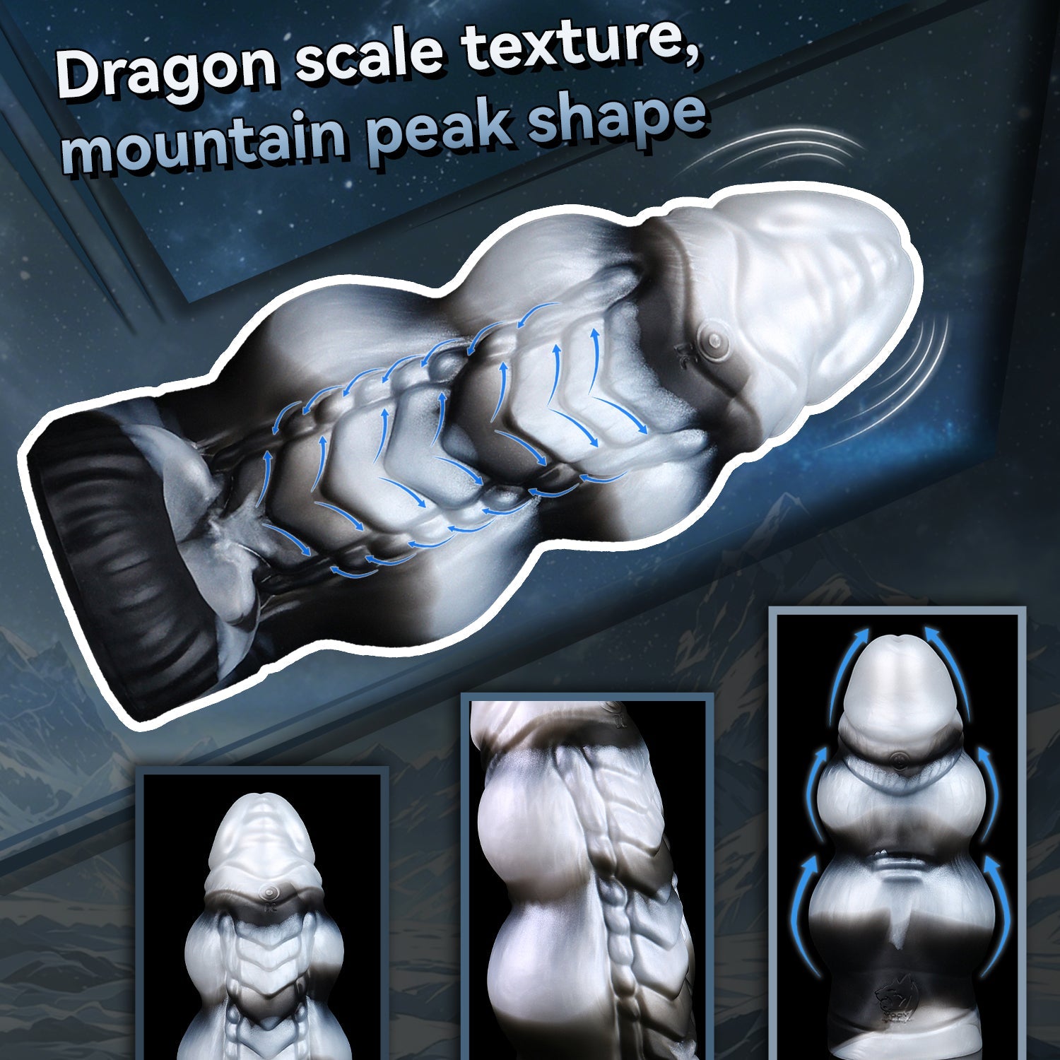 Dragon Scale Vibrating Cock Sleeve – Platinum Silicone Fantasy Penis Sleeve