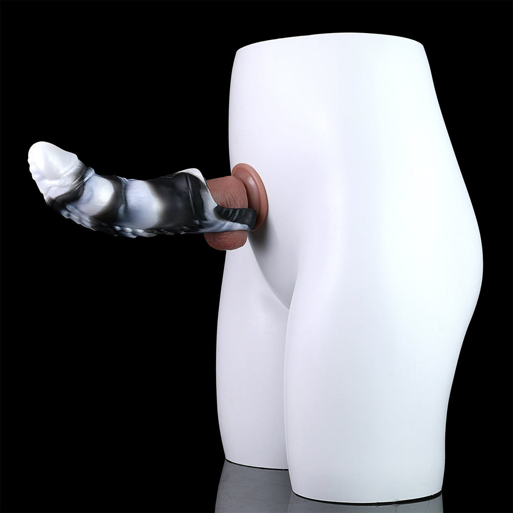 Dragon Scale Vibrating Cock Sleeve – Platinum Silicone Fantasy Penis Sleeve