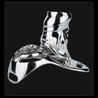 Stainless Steel Adjustable Chastity Harness with Interchangeable Ring Sizes & Secure Leather Straps - Tarisss Sex Toy Store