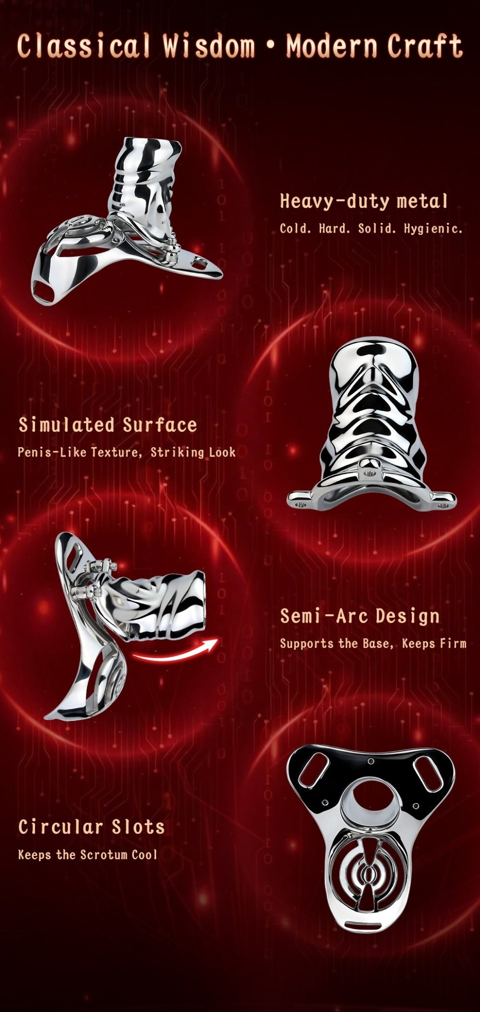 Stainless Steel Adjustable Chastity Harness with Interchangeable Ring Sizes & Secure Leather Straps - Tarisss Sex Toy Store