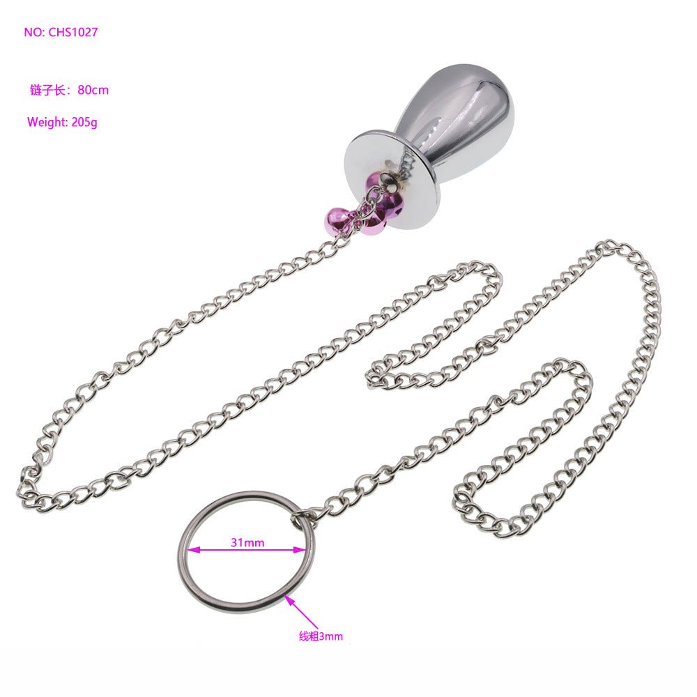 Stainless Steel Jewel Anal Plug with Chain & Ring - Tarisss Sex Toy Store