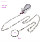 Stainless Steel Jewel Anal Plug with Chain & Ring - Tarisss Sex Toy Store