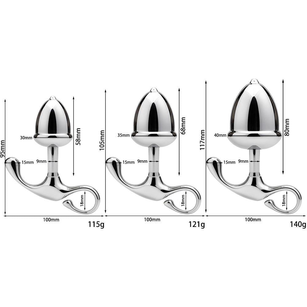 Stainless Steel Metal Butt Plug with Curved Hook Base - Tarisss Sex Toy Store