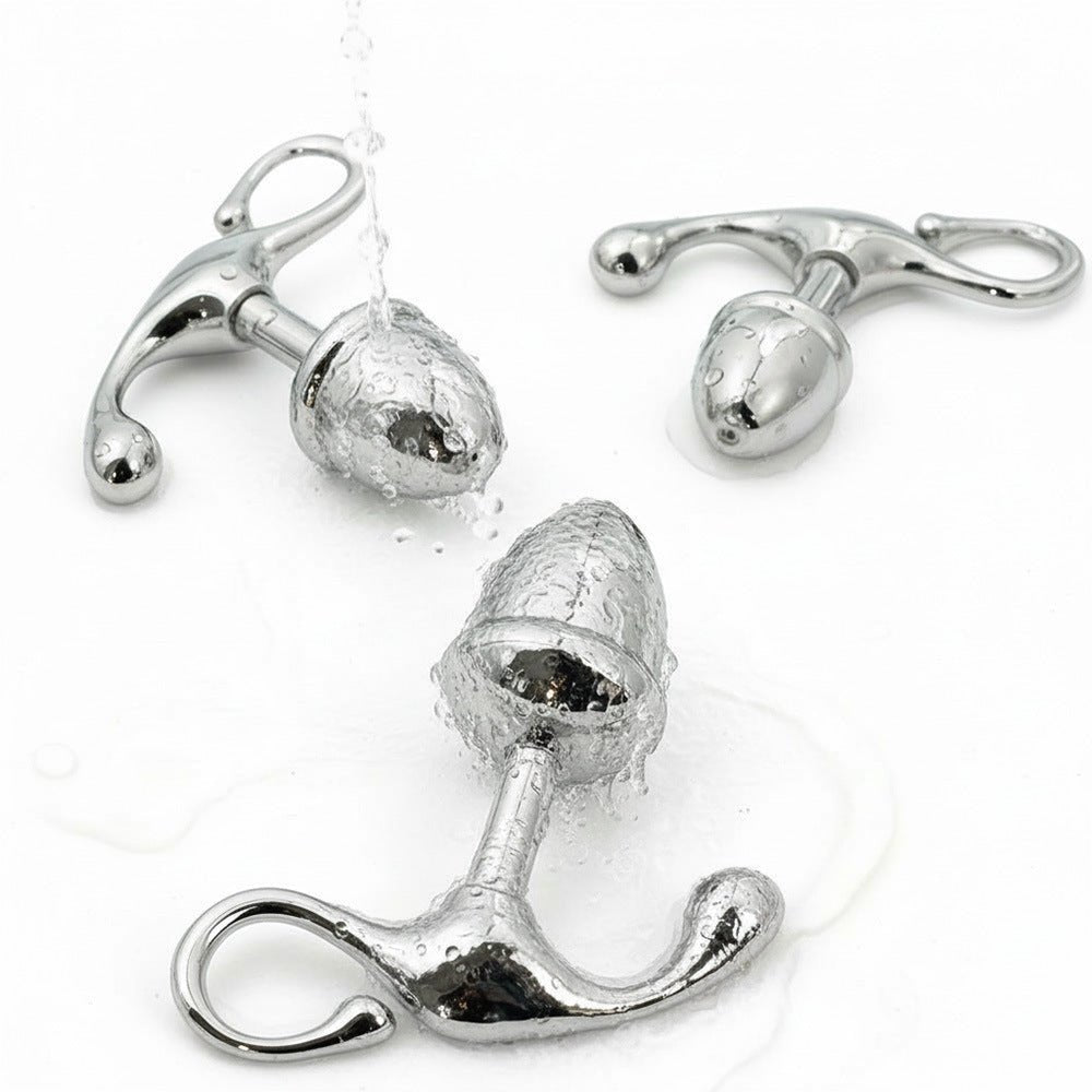 Stainless Steel Metal Butt Plug with Curved Hook Base - Tarisss Sex Toy Store