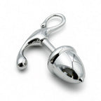 Stainless Steel Metal Butt Plug with Curved Hook Base - Tarisss Sex Toy Store