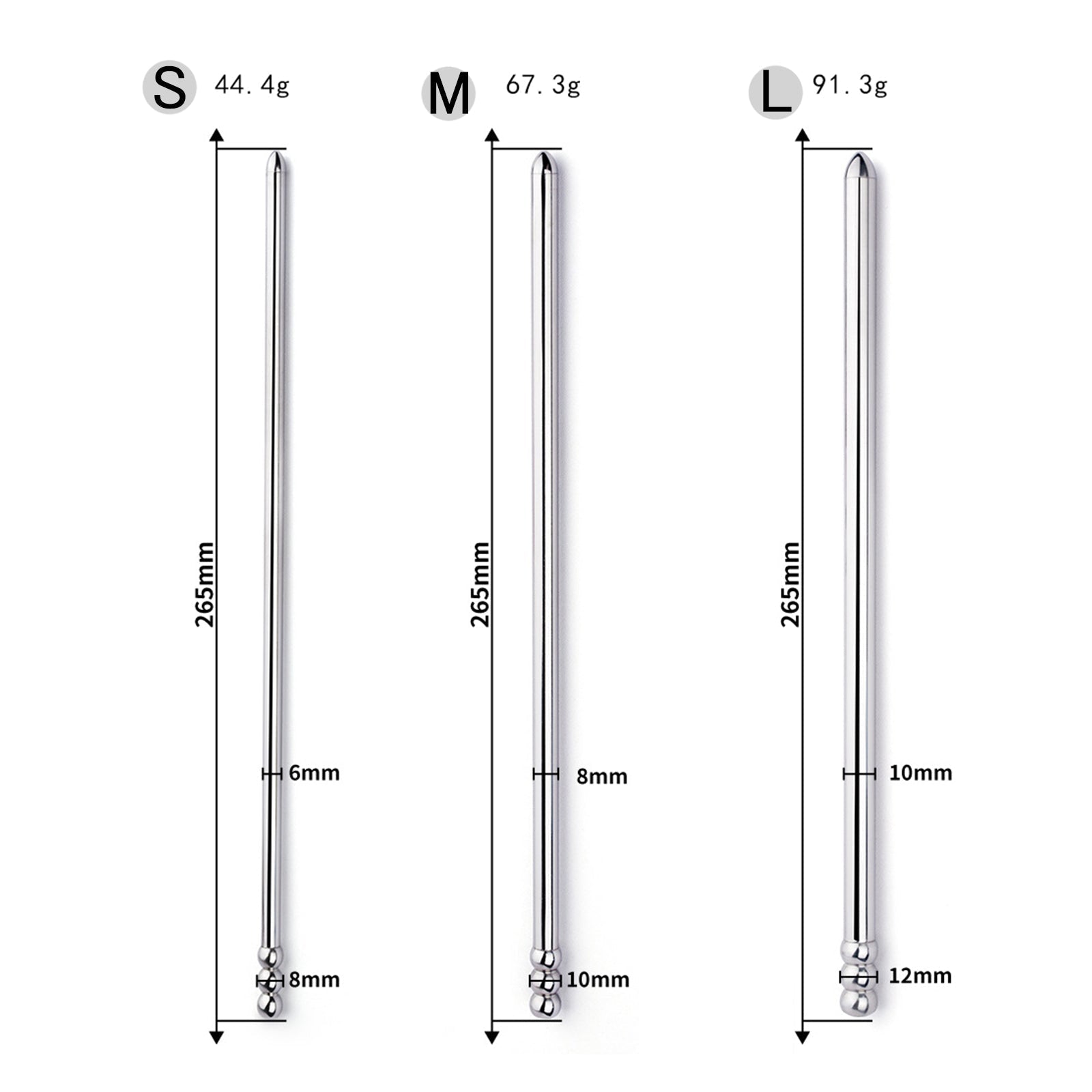 Stainless Steel Urethral Sounding Rod with Lubricant Applicator & Pouch - Tarisss Sex Toy Store