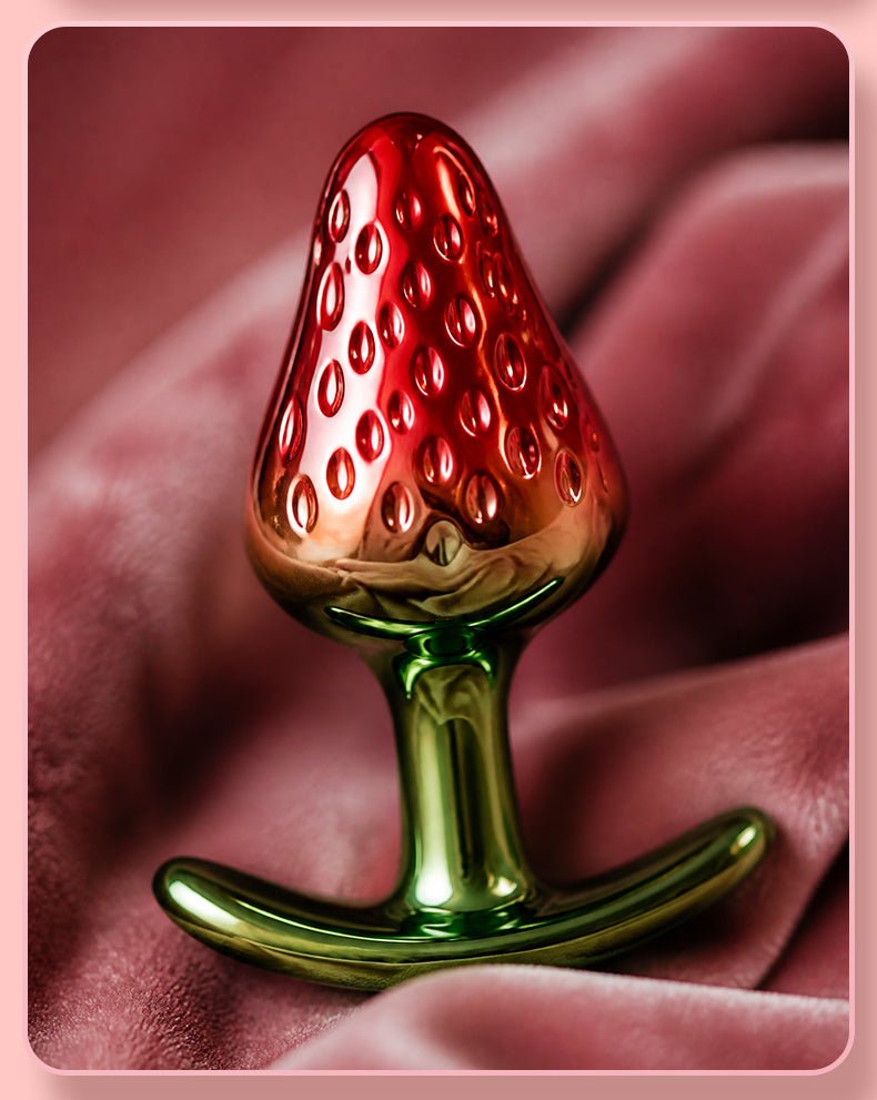 Strawberry Silicone Butt Plug Creative Fruit-Shaped Anal Plug with Ergonomic Leaf Base - Tarisss Sex Toy Store