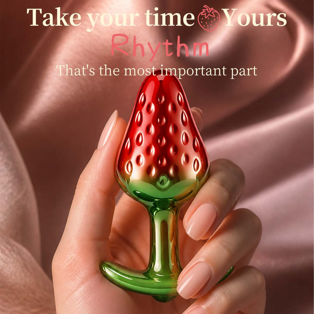 Strawberry Silicone Butt Plug Creative Fruit-Shaped Anal Plug with Ergonomic Leaf Base - Tarisss Sex Toy Store
