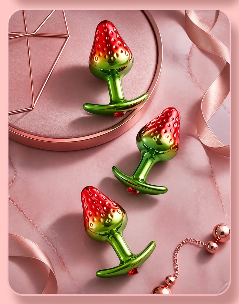 Strawberry Silicone Butt Plug Creative Fruit-Shaped Anal Plug with Ergonomic Leaf Base - Tarisss Sex Toy Store