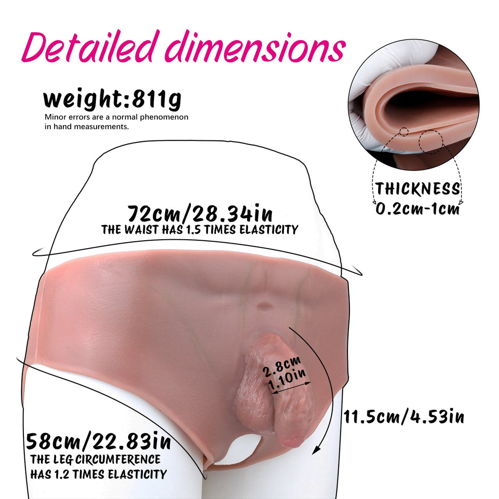 Platinum Silicone Wearable Dildo Panties with Vaginal Opening — Realistic Clitoris & Dual-Entry Design
