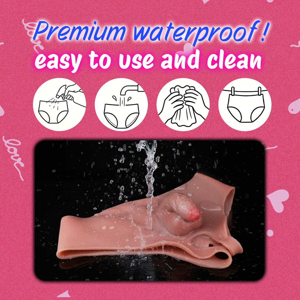 Platinum Silicone Wearable Dildo Panties with Vaginal Opening — Realistic Clitoris & Dual-Entry Design