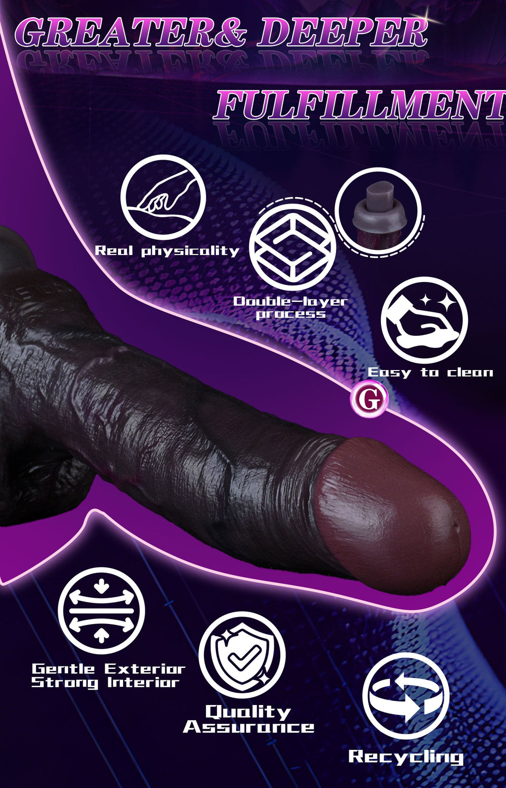 Black Suction Cup Dildo for Vaginal Play – Dual-Layer Silicone Female Sex Toy
