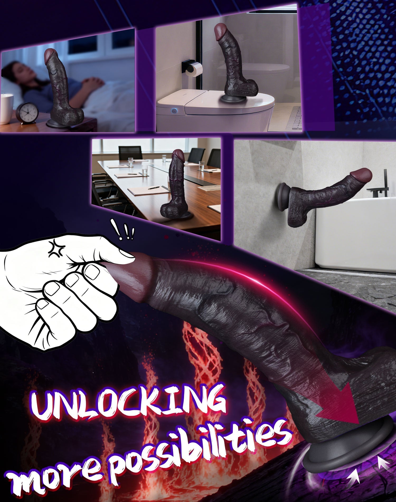 Black Suction Cup Dildo for Vaginal Play – Dual-Layer Silicone Female Sex Toy