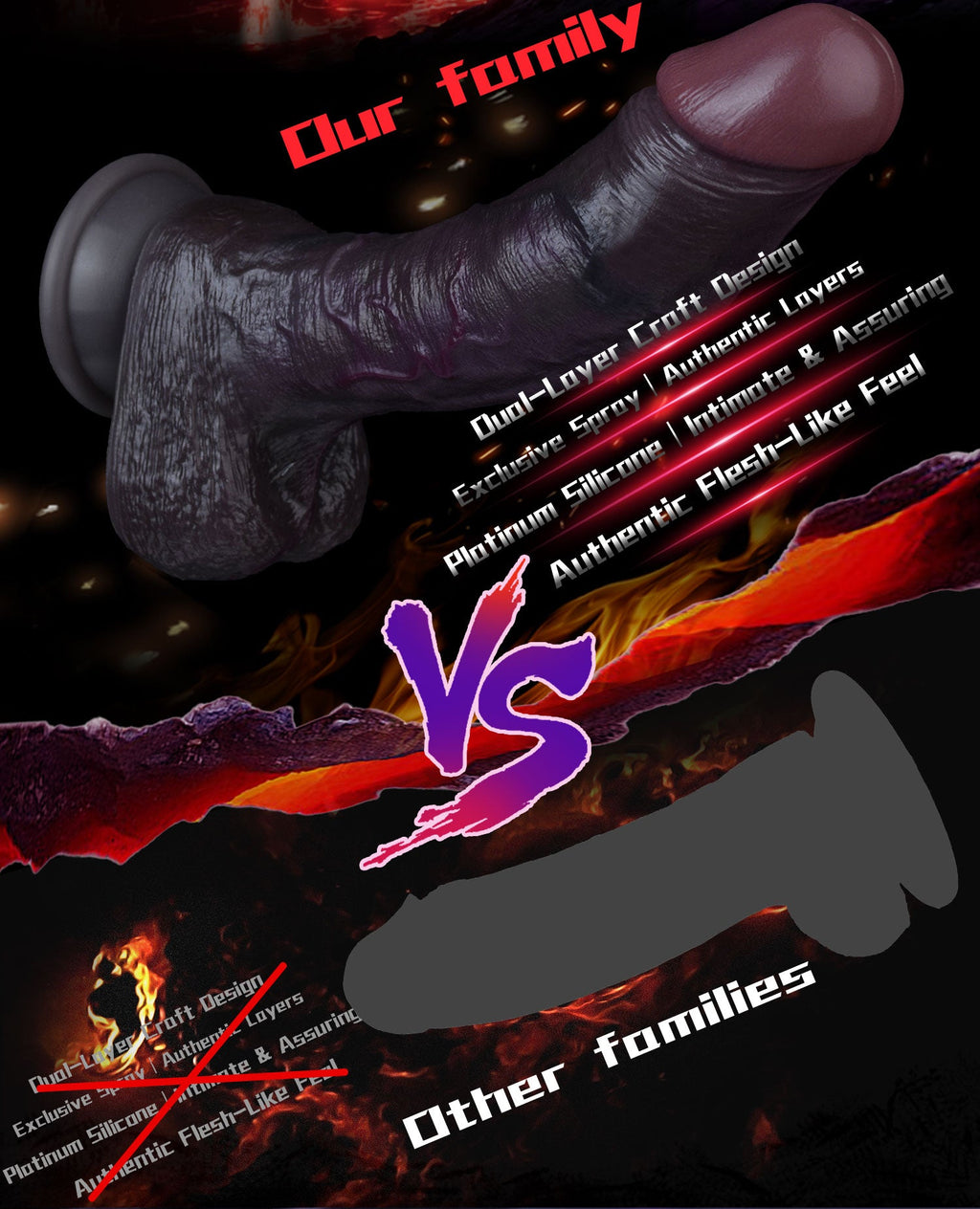 Black Suction Cup Dildo for Vaginal Play – Dual-Layer Silicone Female Sex Toy