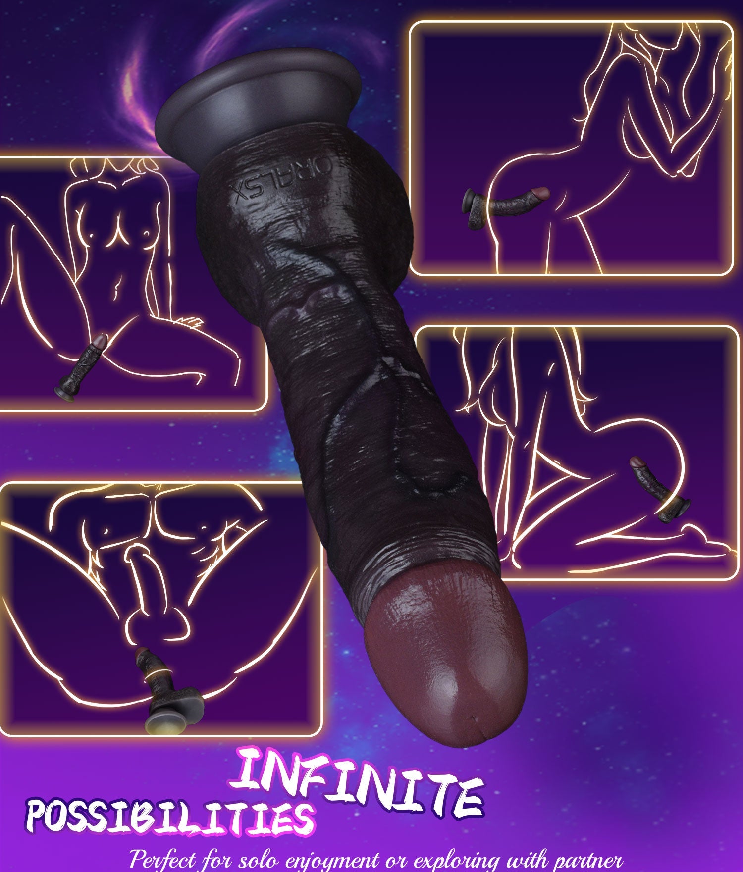 Black Suction Cup Dildo for Vaginal Play – Dual-Layer Silicone Female Sex Toy
