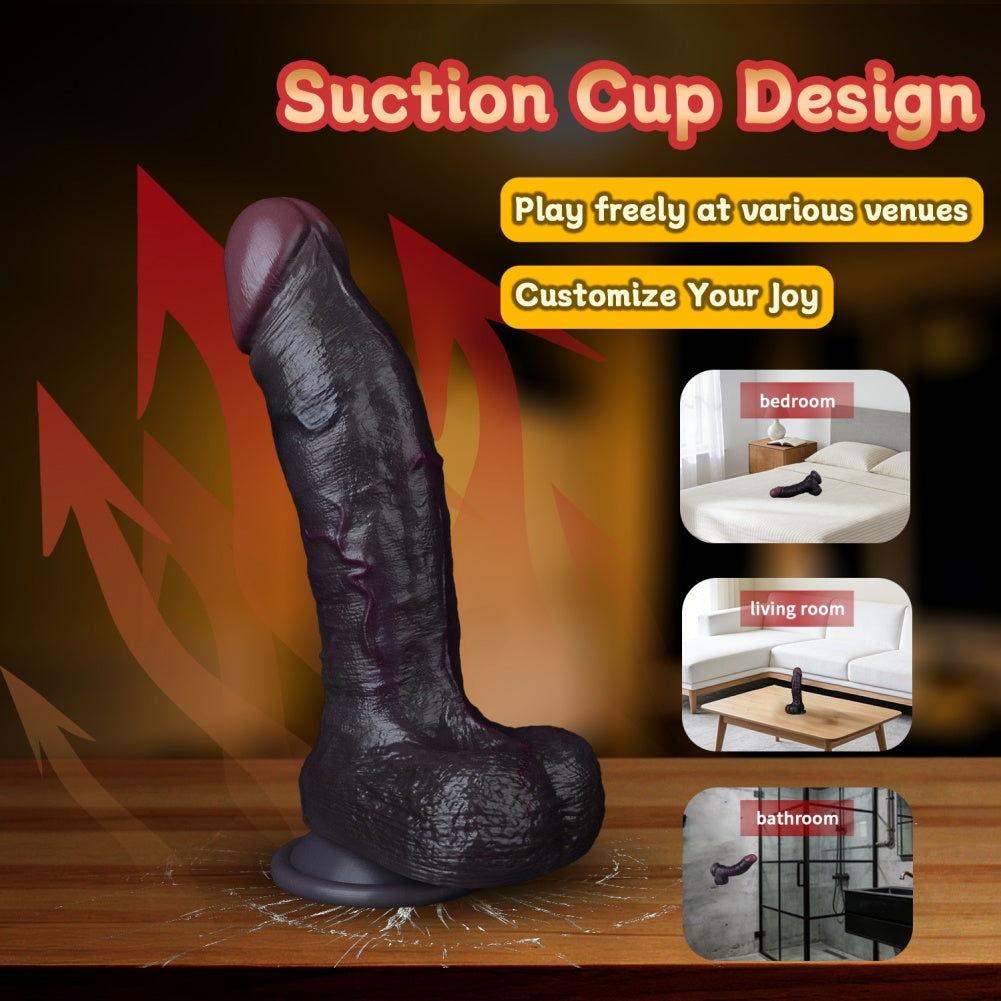 Black Suction Cup Dildo for Vaginal Play – Dual-Layer Silicone Female Sex Toy