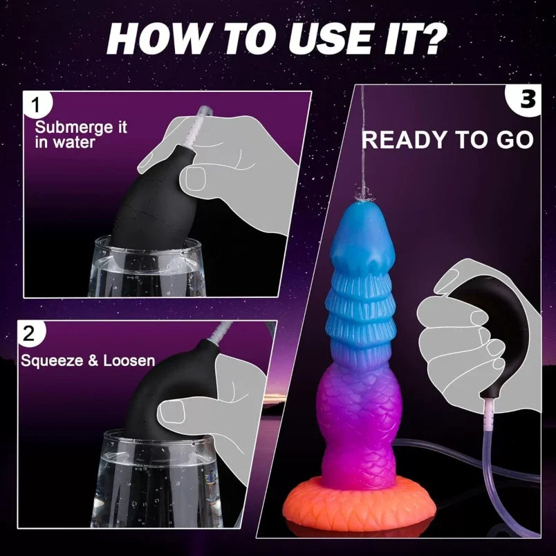 Luminous Squirting Dragon Dildo | Glow-in-Dark Ejaculating Silicone Beast Dildo for Fetish Fantasy Play – Domlust