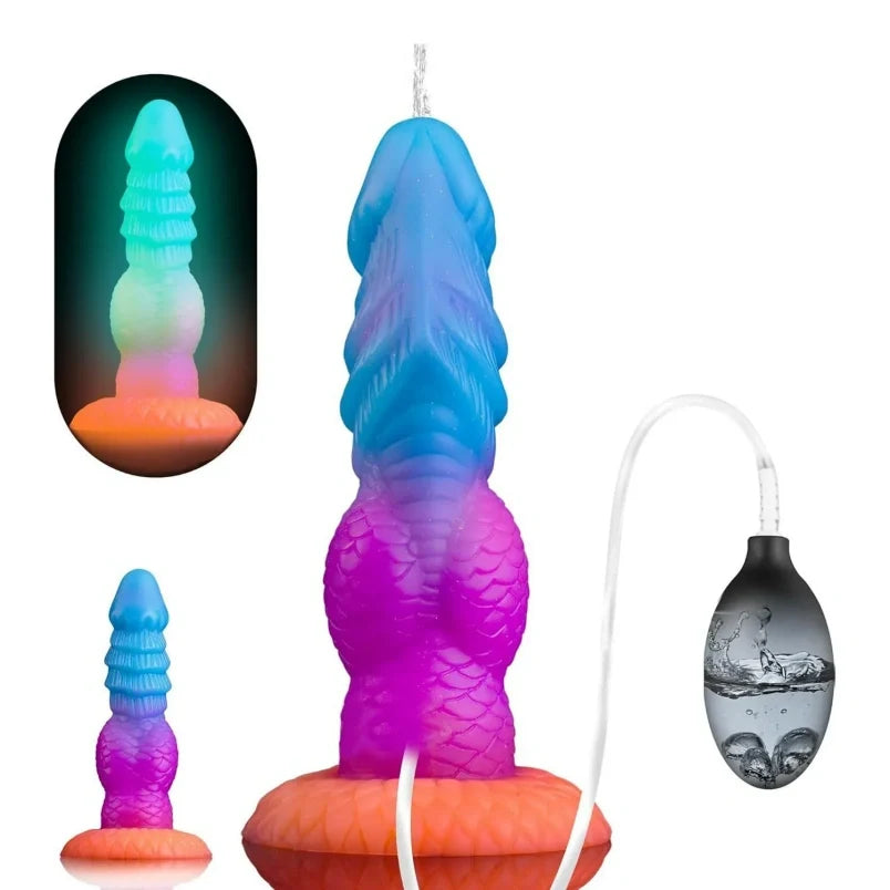 Luminous Squirting Dragon Dildo | Glow-in-Dark Ejaculating Silicone Beast Dildo for Fetish Fantasy Play – Domlust