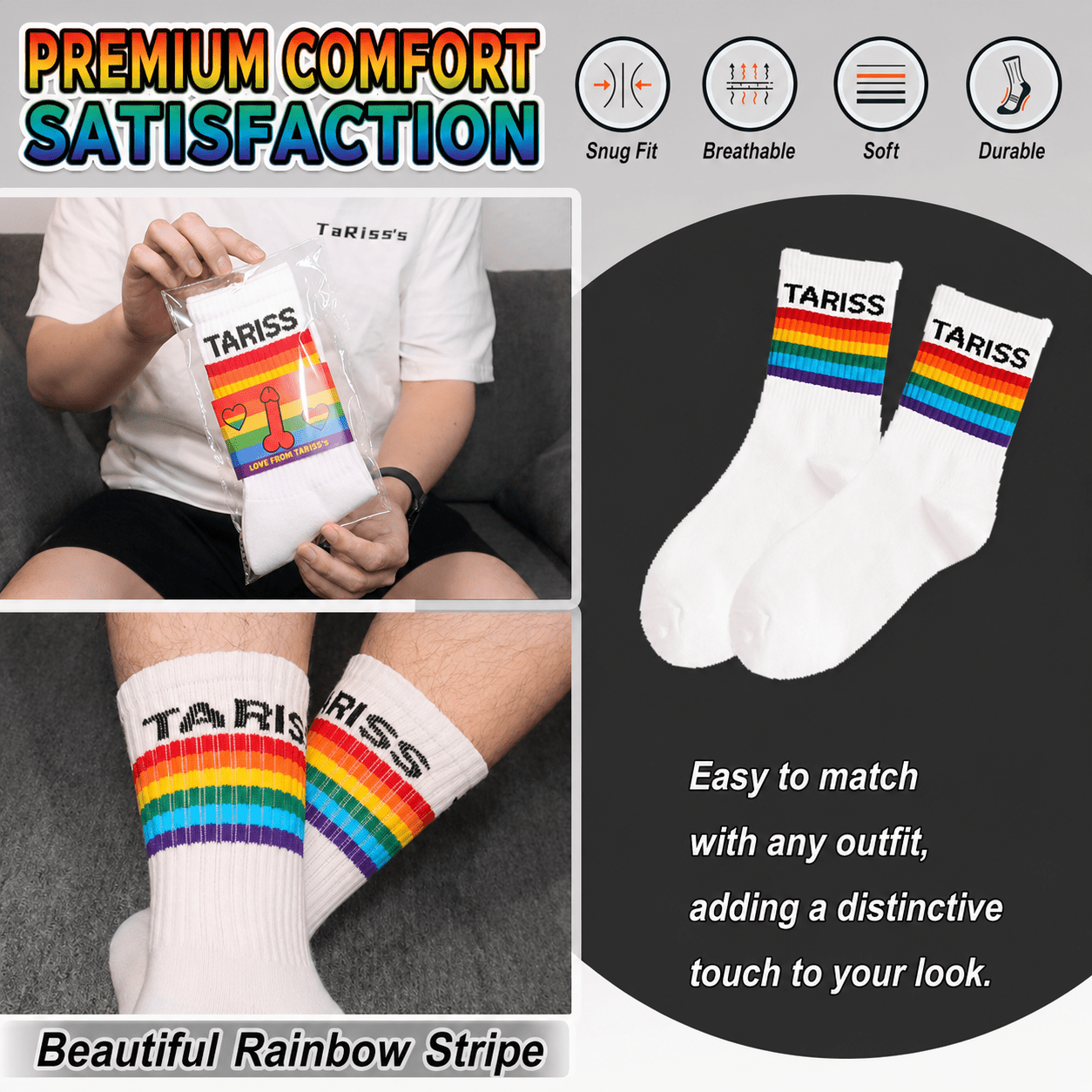 Tariss's Customized Rainbow White Socks - Tarisss Sex Toy Store