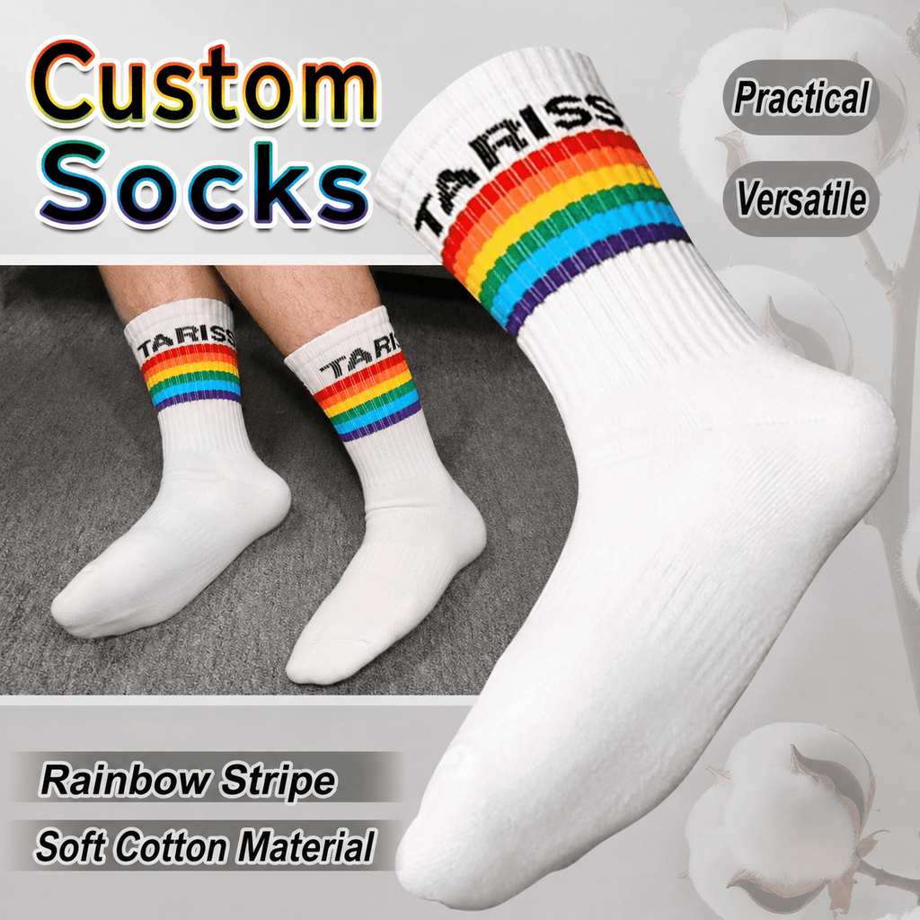 Tariss's Customized Rainbow White Socks - Tarisss Sex Toy Store