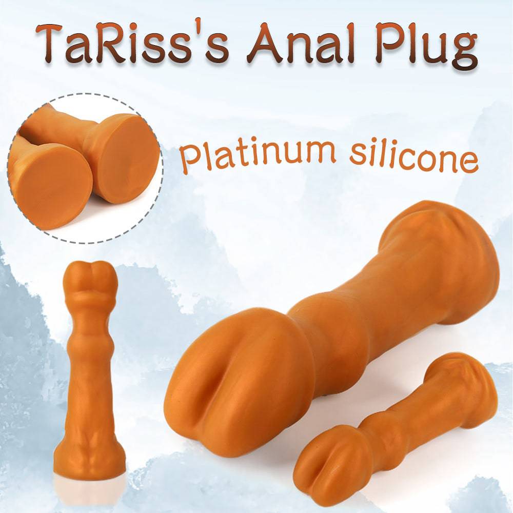 TaRiss's Silicone Anal Dildo with Suction Cup Base Gold XXL 14.76 Inch - Tarisss Sex Toy Store