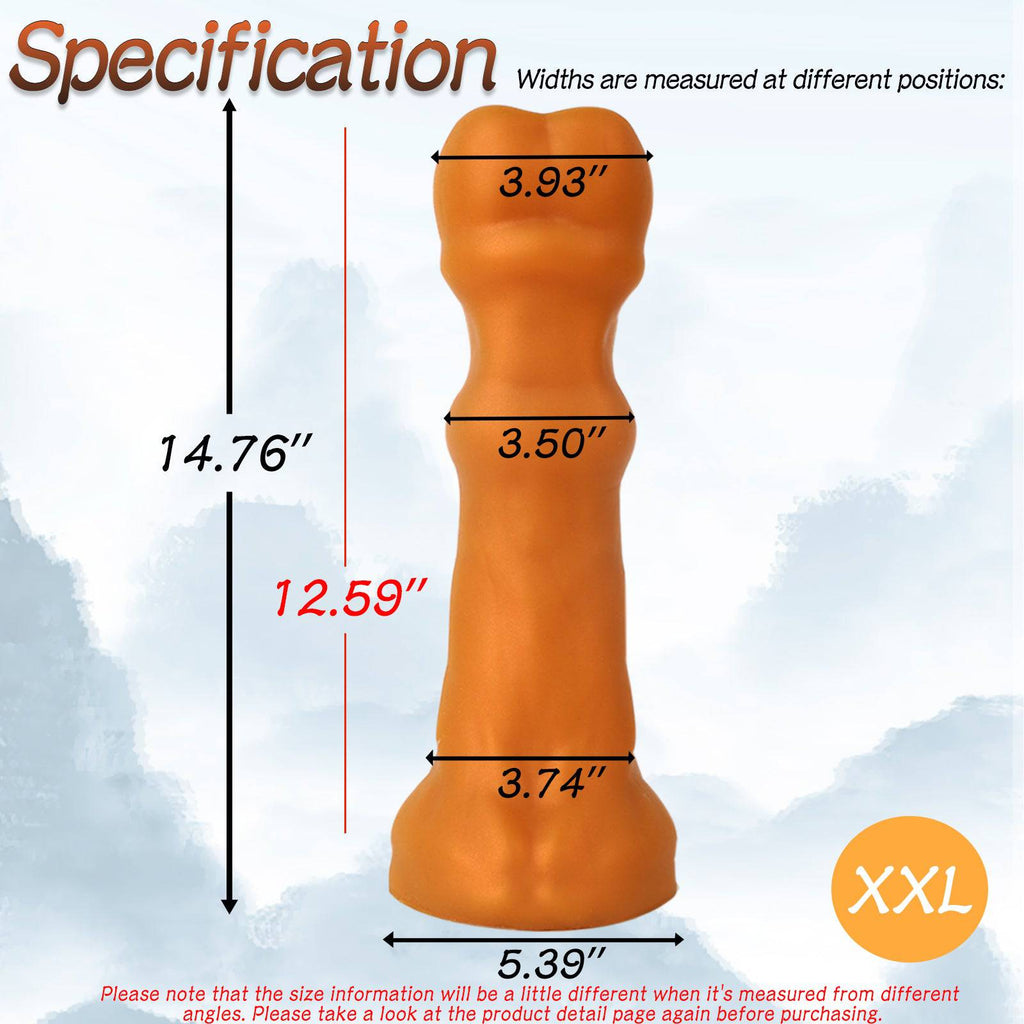 TaRiss's Silicone Anal Dildo with Suction Cup Base Gold XXL 14.76 Inch - Tarisss Sex Toy Store
