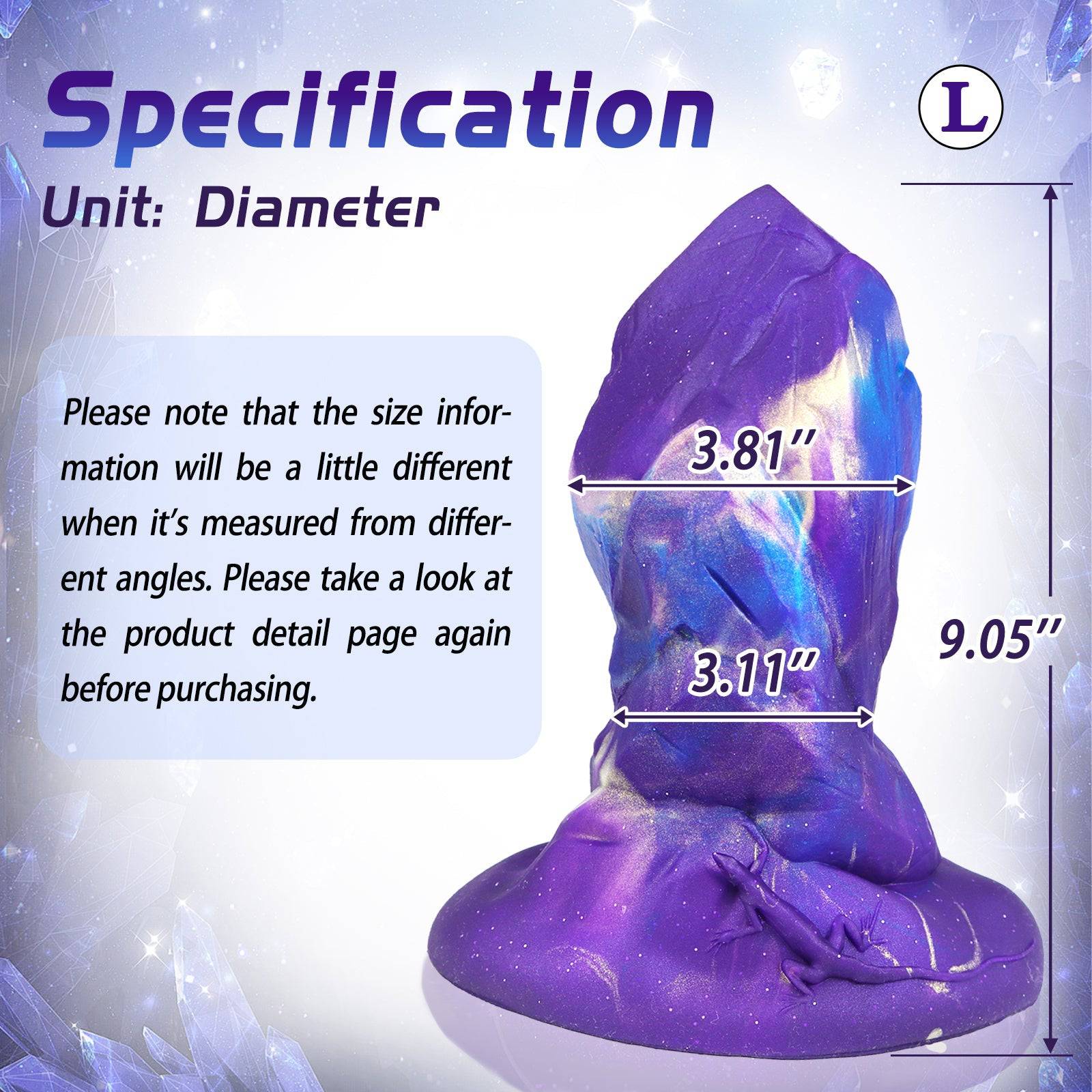 TaRiss's® Smart Silicone Anal Plug with Suction Cup Base L 9.05 Inch “Purple Diamond" - Tarisss Sex Toy Store