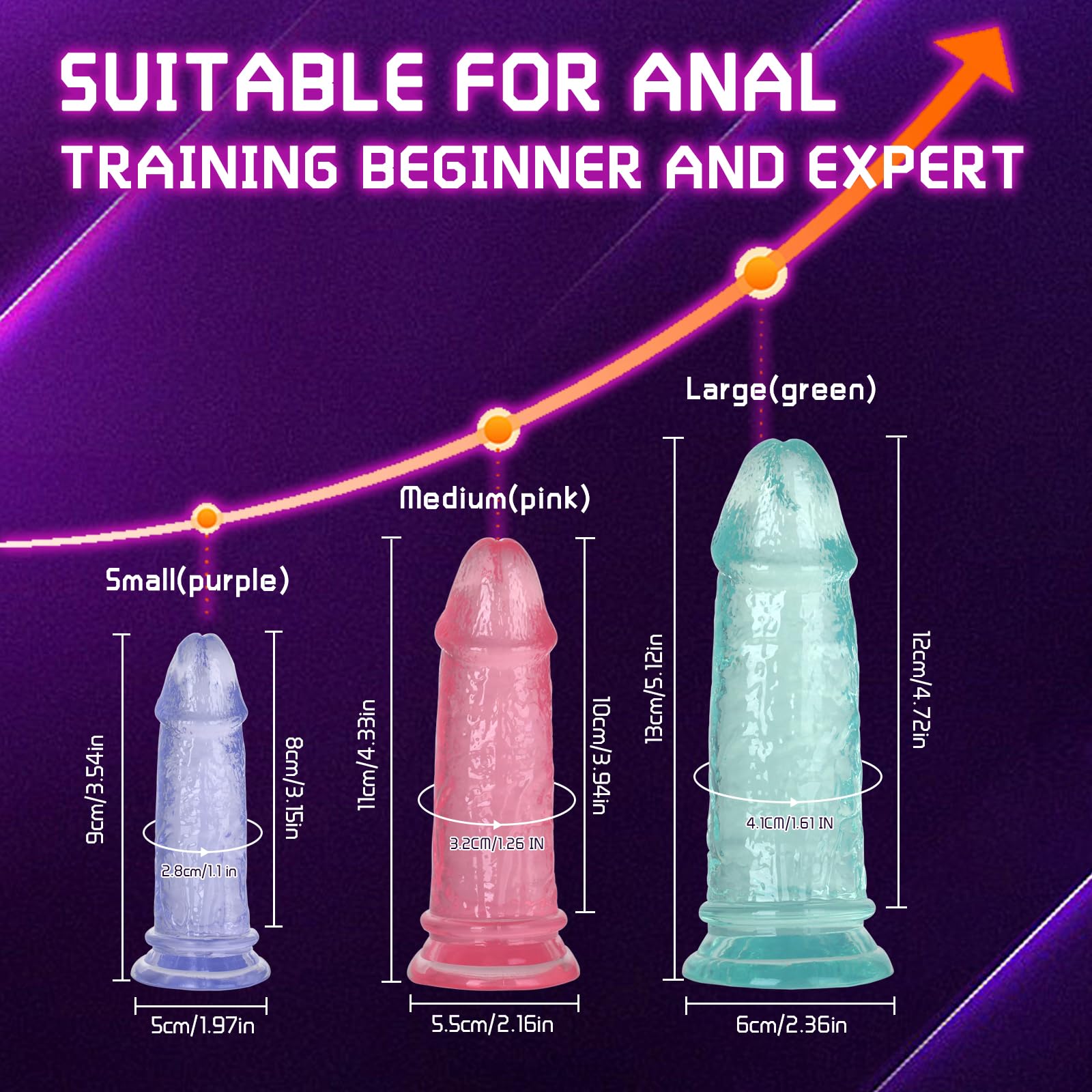 Textured Glass Anal Plug with Suction Cup - Realistic Glans Dildo Anal Trainer - Tarisss Sex Toy Store