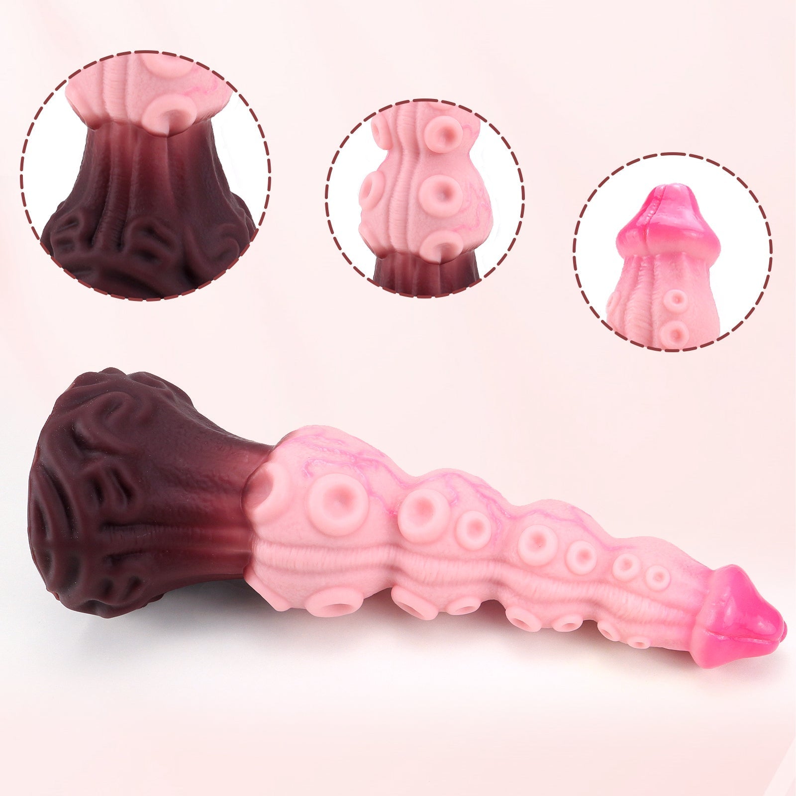 Textured Pink Silicone Dildo with Suction Cup - Tarisss Sex Toy Store