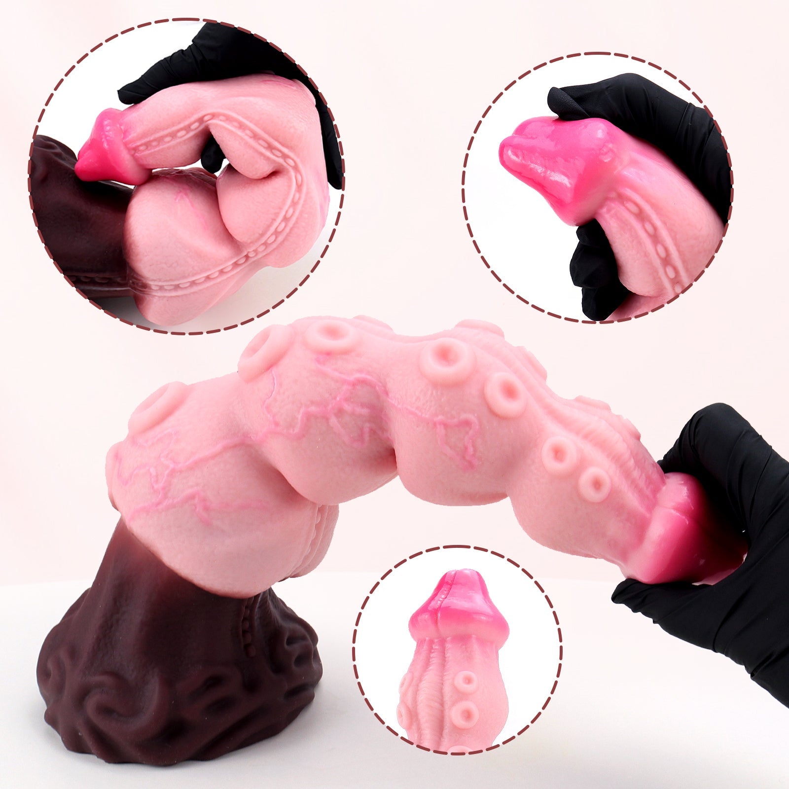 Textured Pink Silicone Dildo with Suction Cup - Tarisss Sex Toy Store