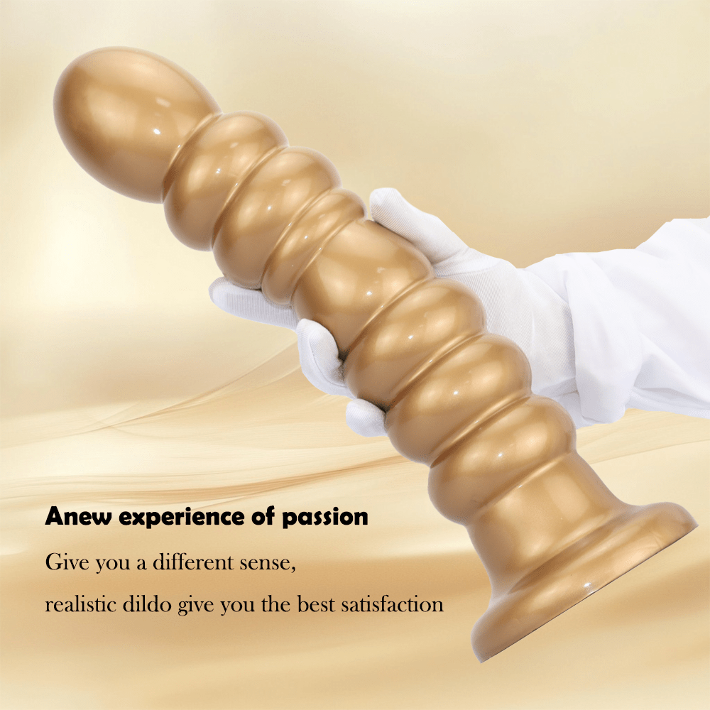 Textured Silicone Anal Plug with Beaded Shaft and Suction Cup Base - Tarisss Sex Toy Store