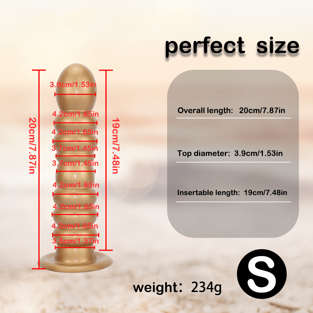 Textured Silicone Anal Plug with Beaded Shaft and Suction Cup Base - Tarisss Sex Toy Store