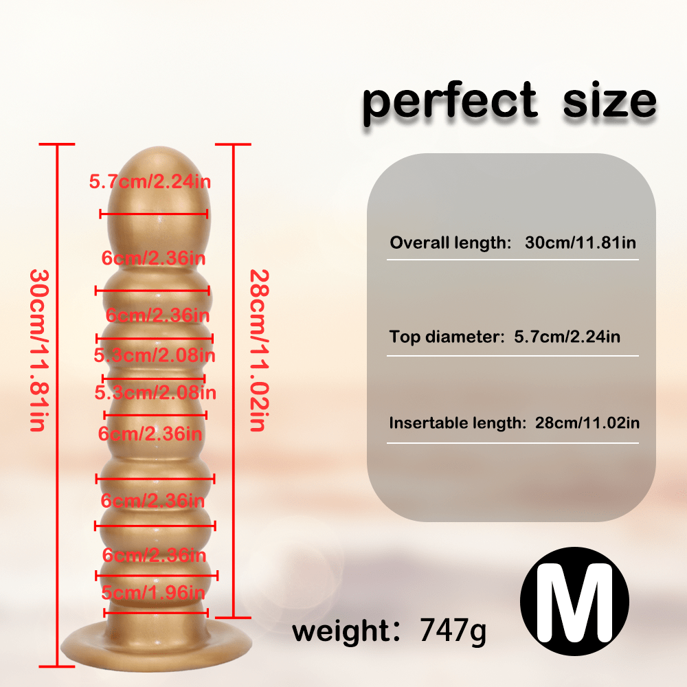 Textured Silicone Anal Plug with Beaded Shaft and Suction Cup Base - Tarisss Sex Toy Store