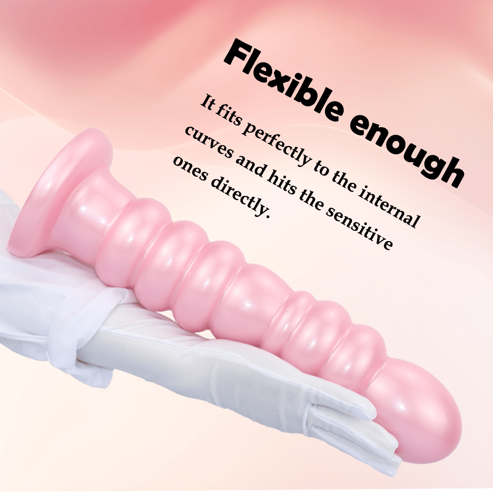 Textured Silicone Anal Plug with Beaded Shaft and Suction Cup Base - Tarisss Sex Toy Store