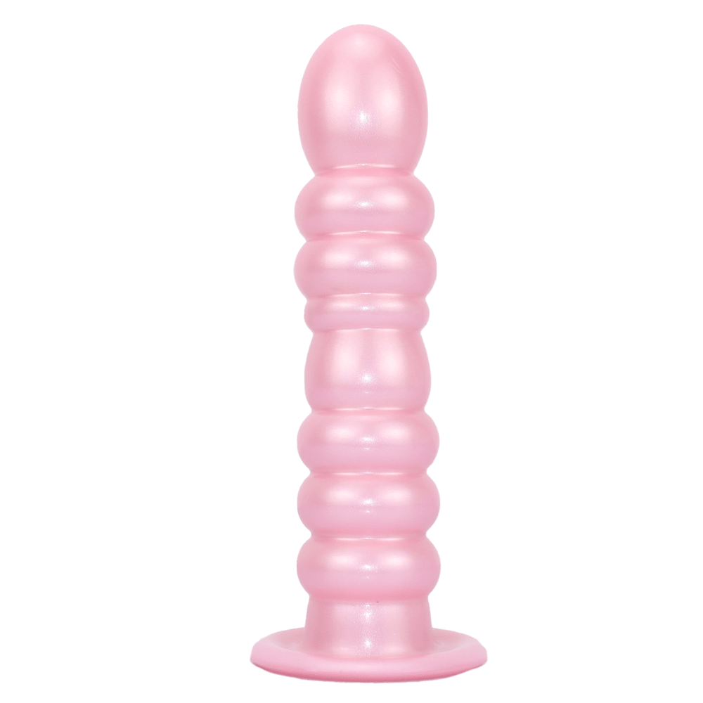 Textured Silicone Anal Plug with Beaded Shaft and Suction Cup Base - Tarisss Sex Toy Store
