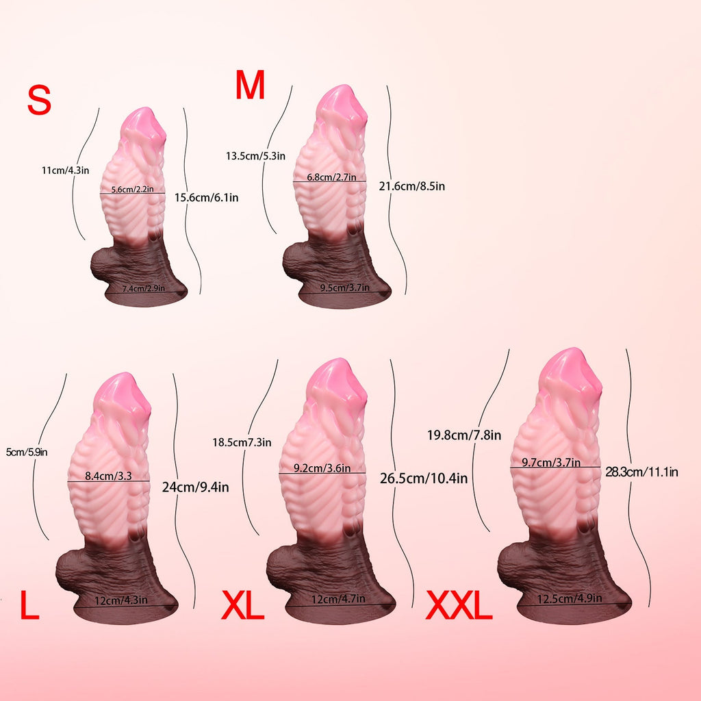 Textured Silicone Dildo with Suction Cup – Realistic Design, Pink and Brown Gradient - Tarisss Sex Toy Store