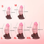 Textured Silicone Dildo with Suction Cup – Realistic Design, Pink and Brown Gradient - Tarisss Sex Toy Store