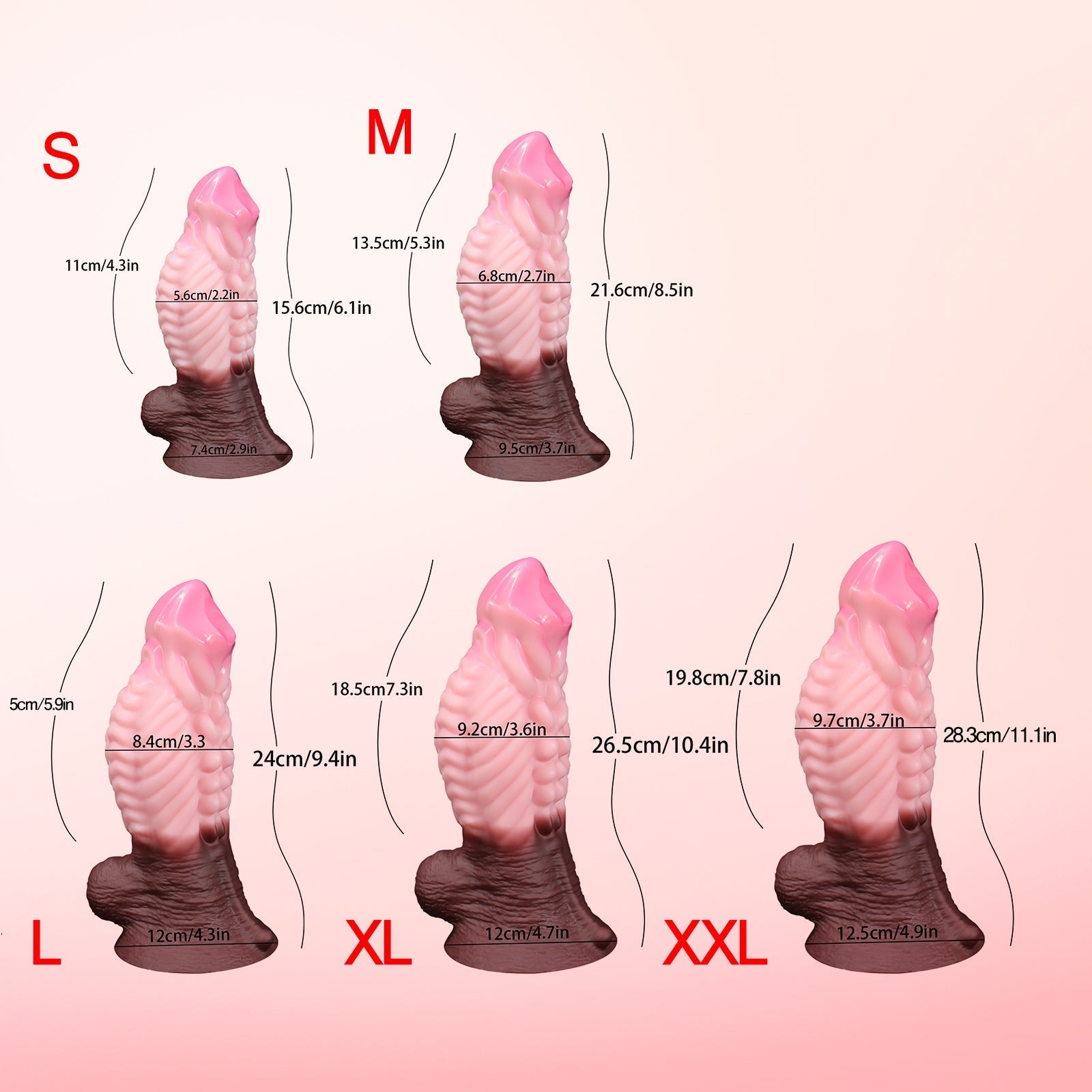 Textured Silicone Dildo with Suction Cup – Realistic Design, Pink and Brown Gradient - Tarisss Sex Toy Store