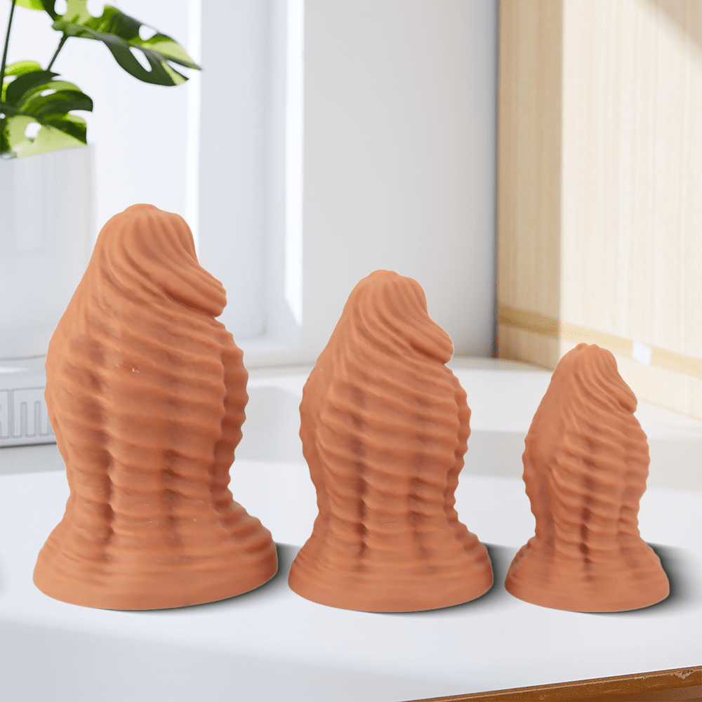 Textured Silicone Swirl Trainer Plug with Suction Base Dual - density Design (firm core with a soft outer layer) - Tarisss Sex Toy Store
