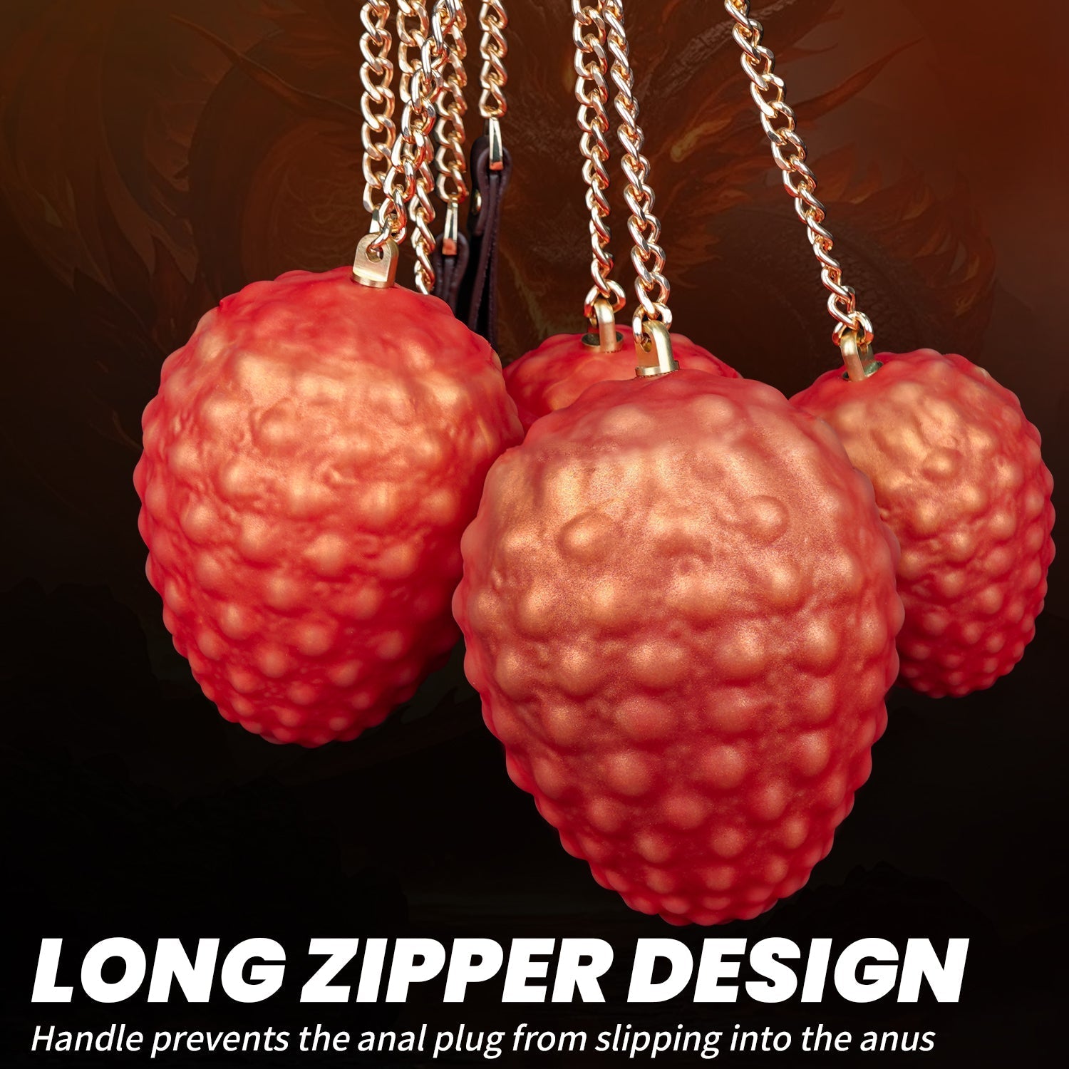 Textured Strawberry - Shaped Novelty Handheld Toy with Chain Handle and Wrist Strap - Tarisss Sex Toy Store