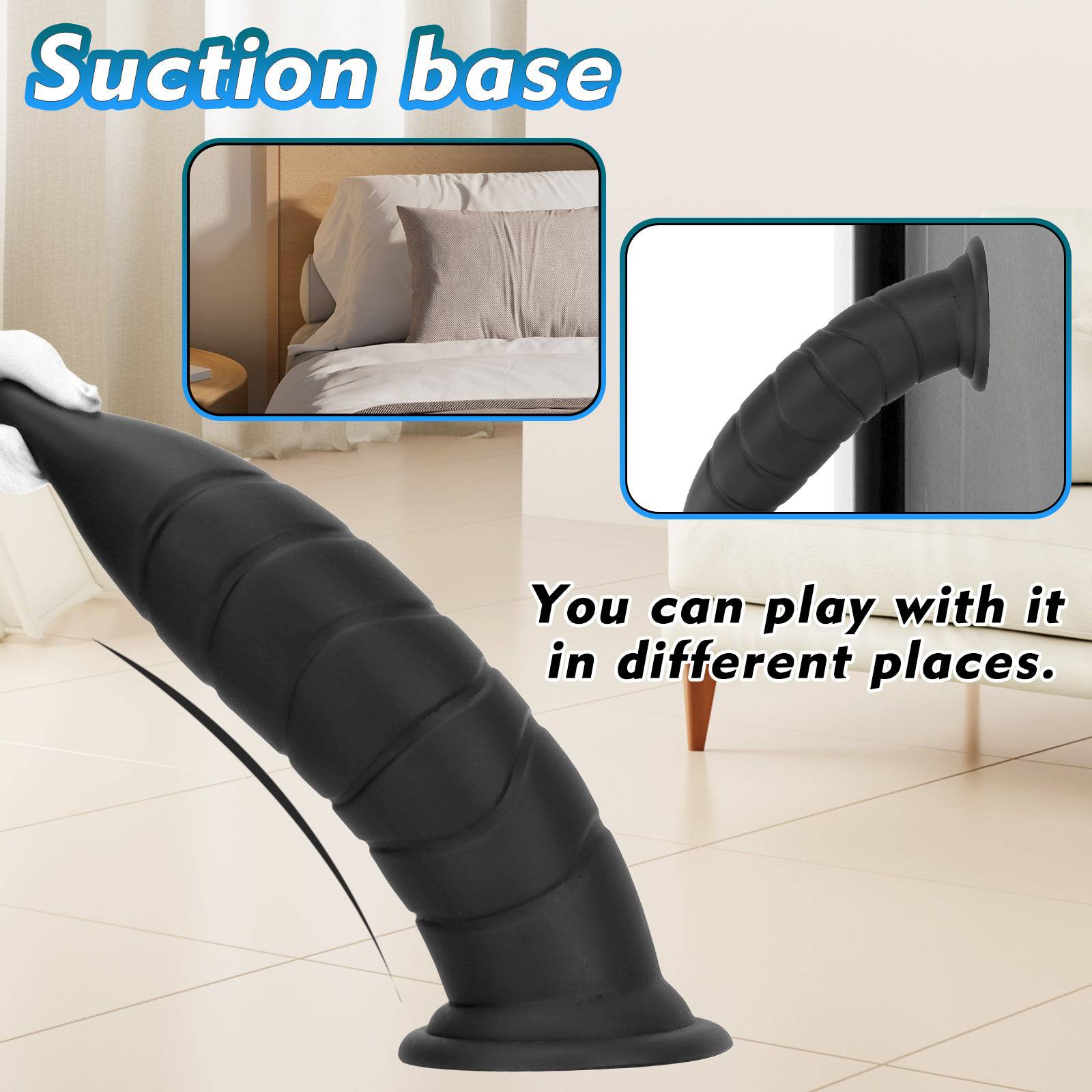 Tress 14 Inch Black Thick Butt Plug Dildo - Tarisss Sex Toy Store