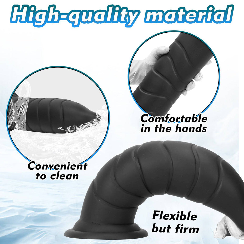Tress 14 Inch Black Thick Butt Plug Dildo - Tarisss Sex Toy Store