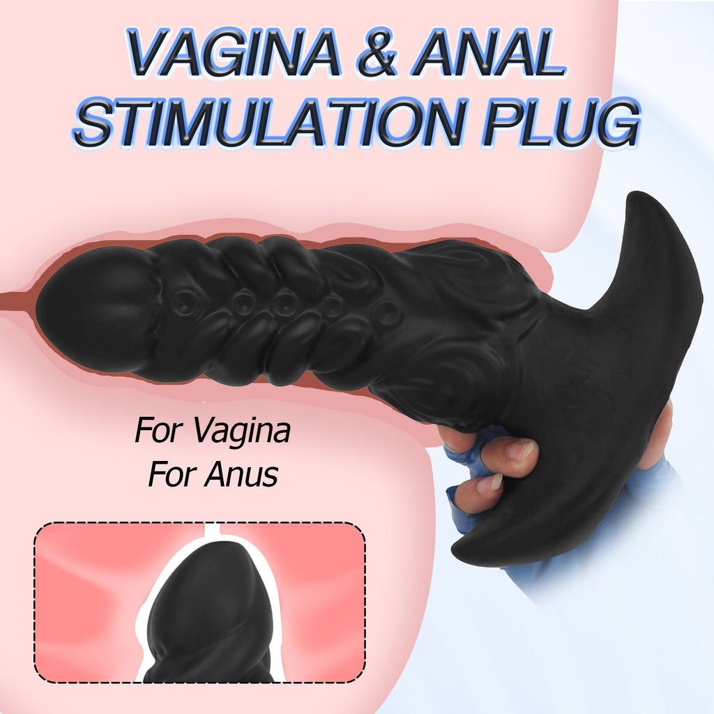 Twisted Design Black Silicone Plug with Base - Tarisss Sex Toy Store