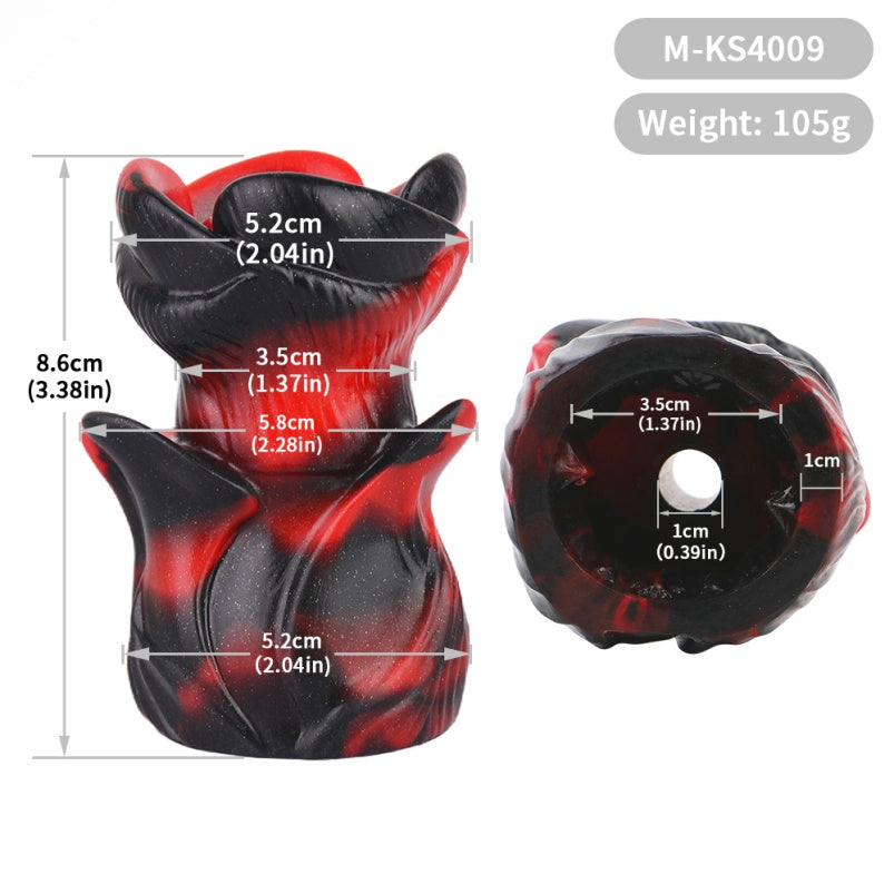 Yukina Fantasy Mouth Gag - Red-Black Rose Silicone Ballgag Leather Kinky Sex Toys