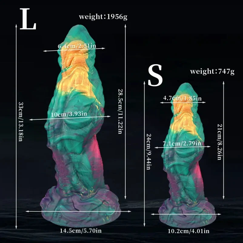 Colossal Dragon Fantasy Dildo – Platinum Liquid Silicone Monster Dildo for Deep Anal & Vaginal Pleasure | Domlust